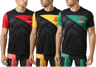 Reebok UFC Short Sleeve Crew Neck Black Red Mens T-Shirt AZ9019