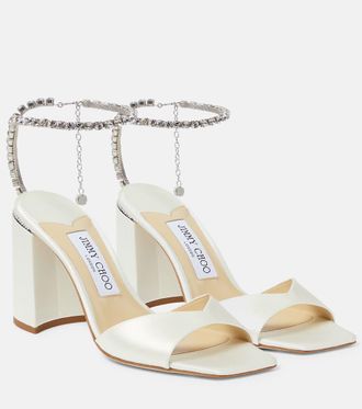 Jimmy Choo London Sandali Saeda 85 in raso con cristalli