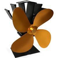 OEM Ventilador De Estufa De Le&ntilde;a Hot Blast De 4 Aspas, Ahorra Combustible, Calefacci&oacute;n Ecol&oacute;gica (oro)
