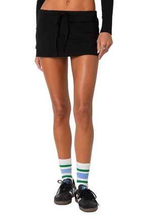 Edikted Bayside Side Slit Stretch Cotton Microskort in Black at Nordstrom, Size X-Large