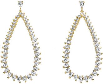 Rachel Glauber 14K Plated Cz Statement Earrings