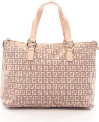 Fendi Pink Canvas Leather Handbag Tote Bag (Pre-Owned)