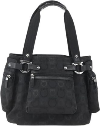 Ferragamo Pre-owned Shoulder Bags, female, Black, Size: ONE SIZE Pre-owned Gancini tote