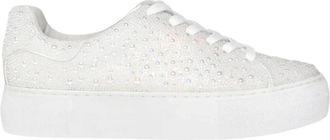 Betsey Johnson Womens Sidny Rhinestone Sneakers In Pearl