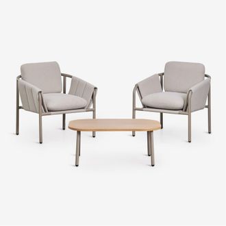 Sklum Set da giardino con 2 poltrone imbottite e tavolino in acciaio Zunika SKLUM
