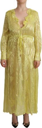 Patrizia Pepe Silk Long Sleeves Plunging Maxi Womens Dress