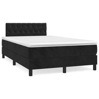 vidaXL Cama Box Spring Con Colch&oacute;n Terciopelo Negro 120x190 Cm Vidaxl