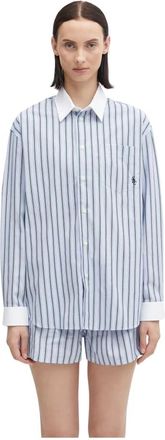 Sporty & Rich Overhemden, Dames, Blauw, S, Katoen, SRC Oversized Gestreepte Shirt