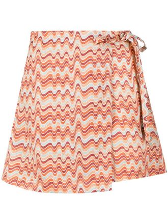 Faithfull The Brand Eridani Vadella-print linen skorts - Orange
