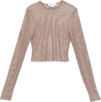 Genny Top Rete Perle e Cristalli - Dames - Longsleeves - Roze - XS - Tops