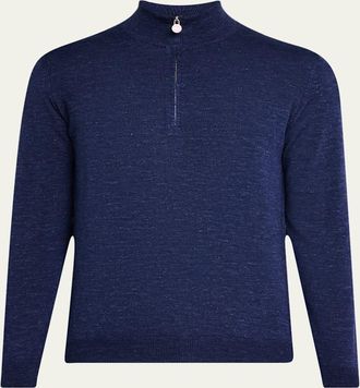 Kiton Mens Silk, Cashmere and Linen Half-Zip Sweater