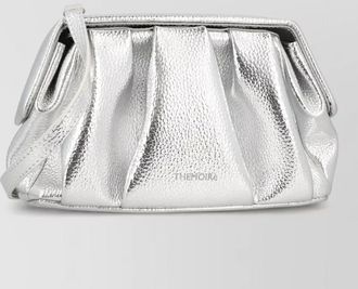 Themoir&egrave; athena pleated metallic clutch bag handle