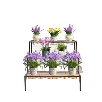 OEM Soporte Met&aacute;lico Para Plantas, Dise&ntilde;o De 3 Niveles, Construcci&oacute;n Duradera, Color Bronce