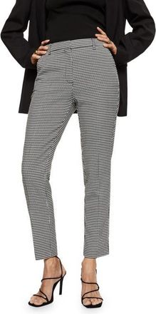 Mango Houndstooth Skinny Suit Pants in Black at Nordstrom, Size 10