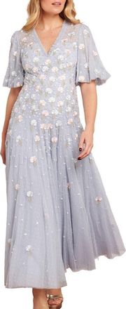 Needle & Thread Dandelion Ditsy Ankle Gown in Skylight at Nordstrom, Size 16