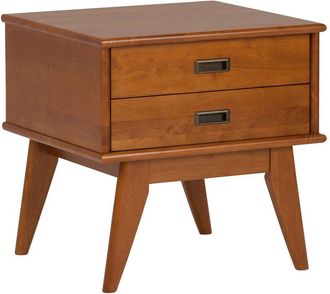 Simpli Home Draper Solid Hardwood 22In Rectangle Mid Century Modern End Side Table