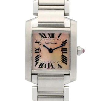 Cartier Pre-owned Tank Francaise Roestvrij Staal Horloge - Dames - Vintage Horloges - Roze - ONE Size - Vintage