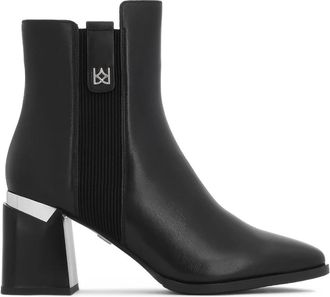 Kazar Zwarte leren stiletto laarzen met metallic details - Dames - Laarzen met Hak - Zwart - 37 EU - Leer - Schoenen