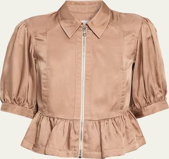 Cinq &agrave; Sept Daphne Puff-Sleeve Peplum Jacket