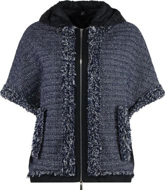 Moorer Boucl&eacute; Gebreide Hoodiejas - Dames - Winterjassen - Blauw - M - Katoen - Jassen