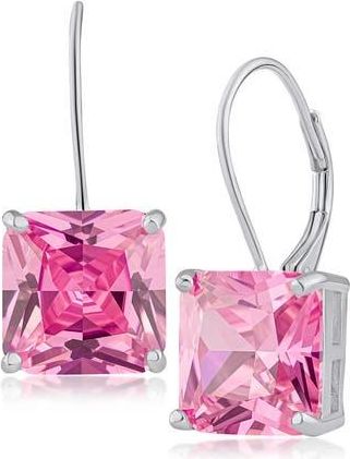 Kenneth Jay Lane Asscher Cut Cubic Zirconia Drop Earrings in Pink/Silver at Nordstrom Rack