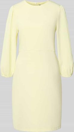 Marc Cain Knielanges Kleid mit Rundhalsausschnitt und 3/4-Arm in Hellgelb, Gr&ouml;&szlig;e 36