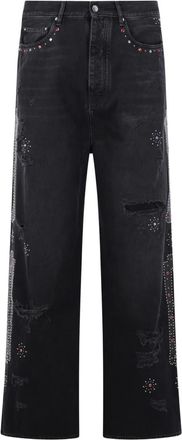 Amiri Jeans a gamba ampia con borchie - Nero