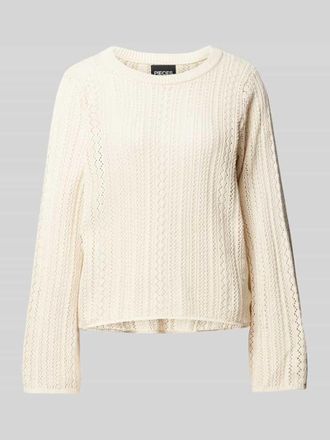 Pieces Comfort Fit Strickpullover aus reiner Baumwolle Modell NUKA in Ecru, Gr&ouml;&szlig;e XS
