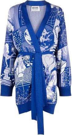 Moschino Stretch Viscose Sweater - Dames - Vesten - Blauw - S - Nylon - Truien & Vesten
