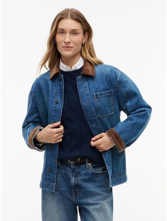 Tommy Hilfiger Womens Denim Chore Jacket - Medium Wash - XXL