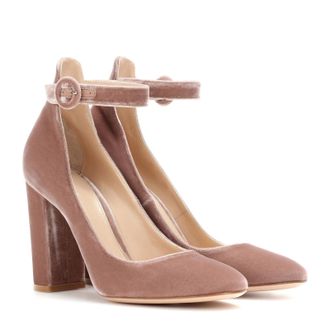 Generic Womens Velvet Chunky Block Heel Mary Janes Shoes, Comfortable Round Closed Toe Banquets Pumps, Elegant Ankle Strap Party Prom Dress High Heels Shoes,P