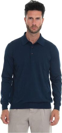 Kiton Polo Shirt Lange Mouwen - Heren - Polos - Blauw - M - Kasjmier - Tops