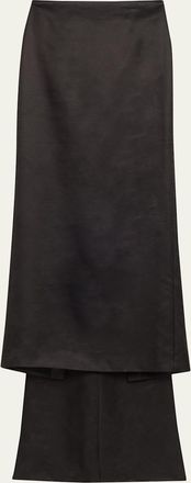 Brandon Maxwell Monroe Wool-Silk Train Maxi Skirt