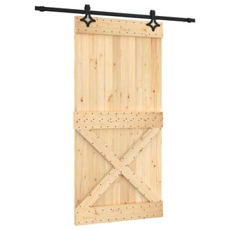 vidaXL Puerta Corredera Natural Y Negro 100 X 210 Cm Vidaxl