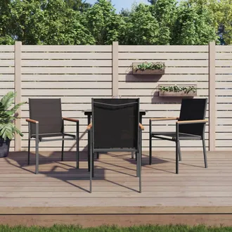 vidaXL Juego De Comedor Para Jard&iacute;n 5 Piezas Acero Y Textilene Negro Vidaxl