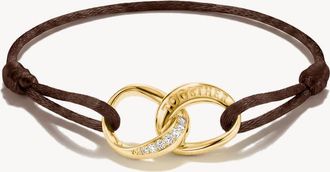 Thomas Sabo bracciale in tessuto marrone con zirconi bianchi in oro, bianco, marrone