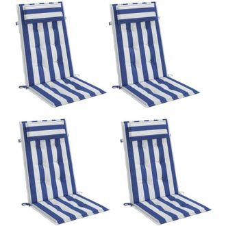 vidaXL Cojines Silla Respaldo Alto 4 Uds Tela Oxford Rayas Azul Blanco Vidaxl