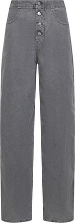 Maison Margiela Jeans met knopen en leren patch - Dames - Loose Fit Jeans - Grijs - W27 - Katoen - Jeans