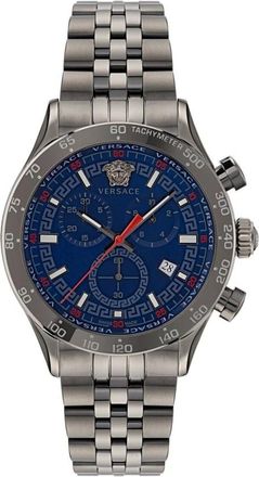 Versace Chronograaf Hellenyium Chrono grijs blauw horloge - Heren - Horloges - Grijs - ONE Size - Accessoires