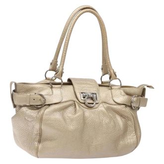 Ferragamo Marisa Satchel Leather Gold Leather Bag (Pre-Owned)