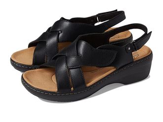 Clarks Merliah Echo Womens Shoes Black Leather : 7.5 A - Narrow