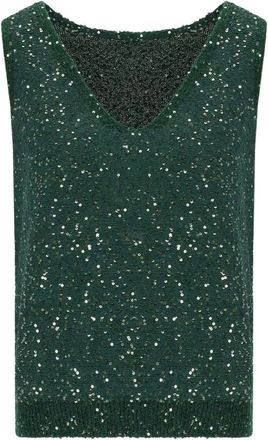 Max Mara Milord Top - Dames - V-hals truien - Groen - M - Katoen - Truien & Vesten