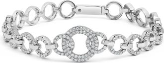 House of Brilliance 925 Sterling Silver 1.00 Cttw Diamond Interlinking Open Circle Link Bracelet