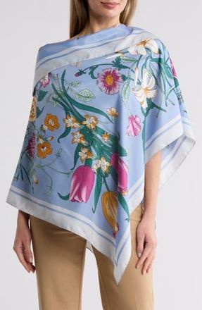 La Fiorentina Floral Print Poncho in Light Blue at Nordstrom Rack