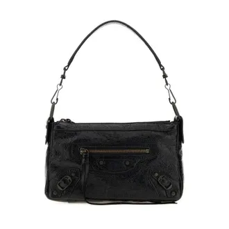 Balenciaga Black Leather Mini Le City Moto Shoulder Bag Borse A Mano