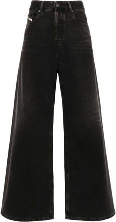 Diesel Wide Jeans, female, Black, Size: W29 L28 Stylish Denim Jeans