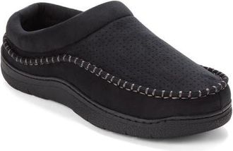 Dearfoams Thompson Moccasin Toe Clog Slipper in Black Solid at Nordstrom, Size X-Large