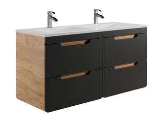 Vente-Unique Mueble de baño flotante con lavabo integrado - Color natural y antracita - 120 cm - ARUBA