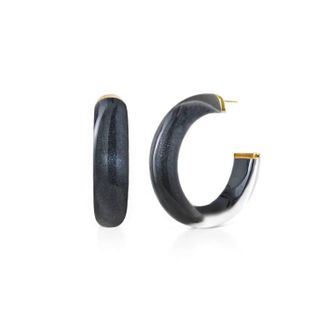 Gold & Honey Womens Small Illusion Lucite Hoop Earrings In Neutrals In Black Onyx