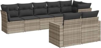 vidaXL Vidaxl - Set De Sof&aacute;s De Jard&iacute;n 8 Pzas Y Cojines Rat&aacute;n Sint&eacute;tico Gris